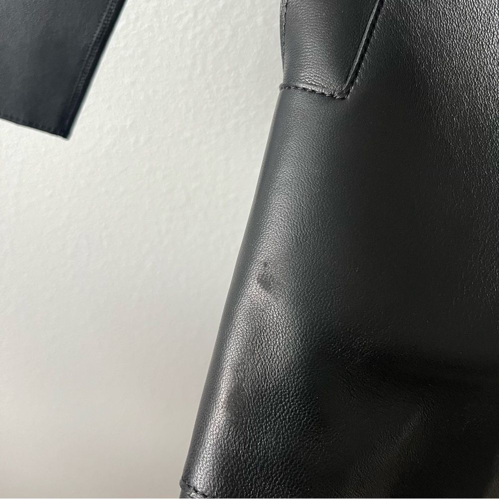 All Saints Farren Leather Belted Long Black Trench Coat Goth Grunge Moto 6 NEW - Picture 16 of 16